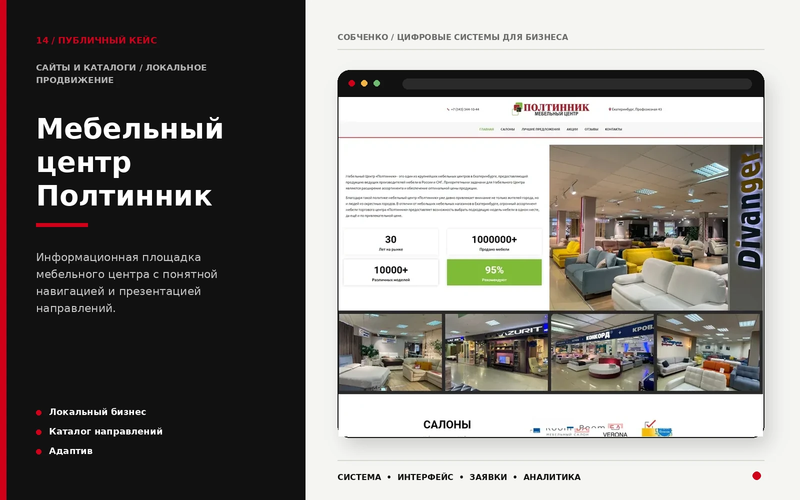 Презентационная обложка проекта Мебельный центр Полтинник